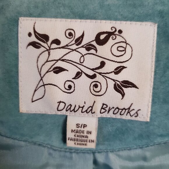David Brooks Mint Green Suede Collarless Jacket Size S - Picture 3 of 5
